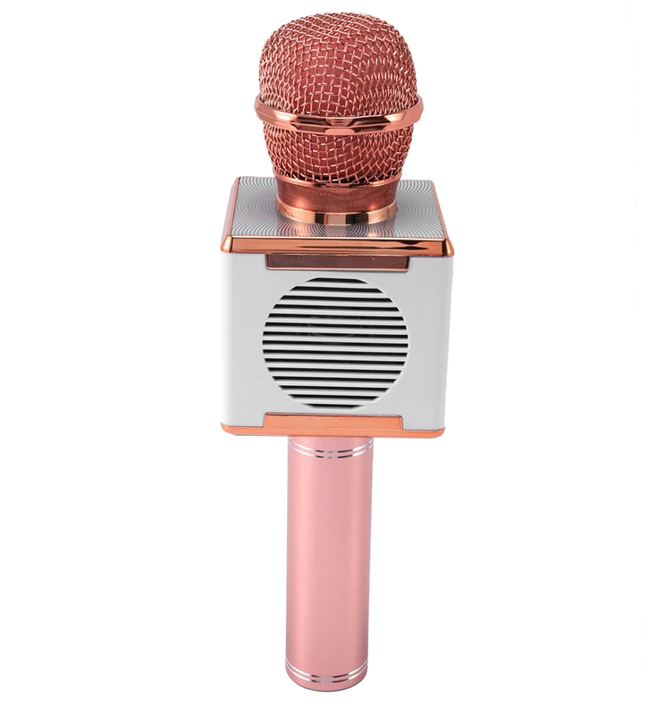 Microfon karaoke, klausstech, bluetooth, usb, sunet clar, roz